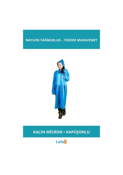 Letsii Su Geçirmez Mavi Kalın Naylon Yağmurluk Çok Renkli