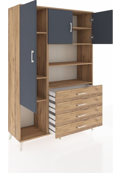 Hyperion Dolap 7 Raflı 4 Çekmeceli 3 Kapaklı 132x44x195 Çam-antrasit/çam Antrasıt/atlas Çam Hyperion Dolap 7 Raflı 4 Çekmeceli 3 Kapaklı 132x44x195 Çam-antrasit/çam Antrasıt/atlas Çam