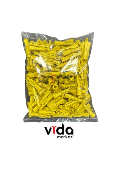 8mm Plastik Dişli Sarı Roket Dübel 100 Adet