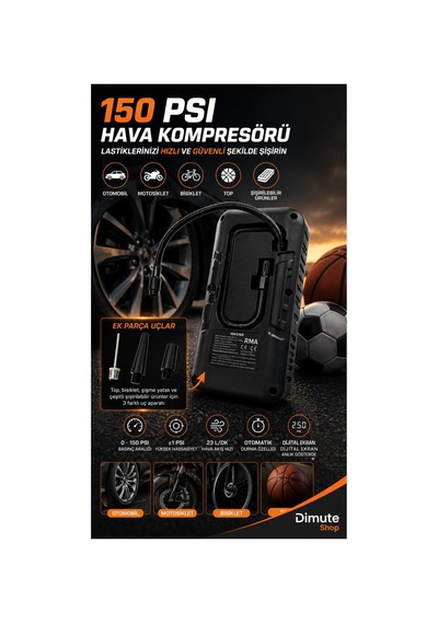 Eap-1 Akü Takviye Cihazı Ve Lastik Şişirme Pompası Powerbank El Feneri - 887084874