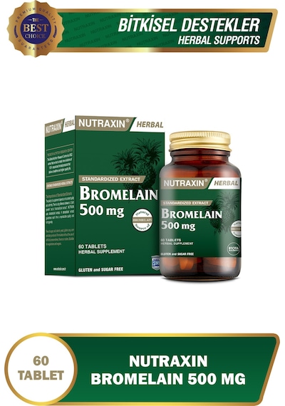 Nutraxin Bromelain 500 Mg Takviye Edici Gıda 60 Tablet