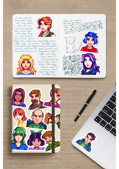 Stardew Valley Oyunu Telefon Laptop Bullet Journal Yapışkanlı Folyo Sticker Paketi 25 Adet Çok Renkli