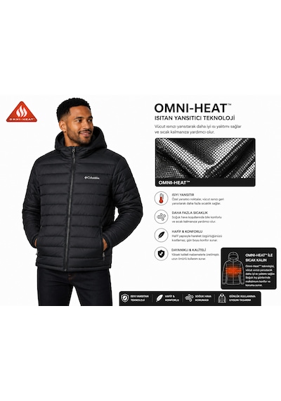 Columbia White Out 1.0 Fs Kapüşonlu Omni-heat Erkek Mont Xo2418-010 Siyah