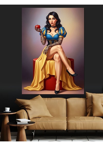 Ahşap Tablo Pamuk Prenses Pinup Kızı
