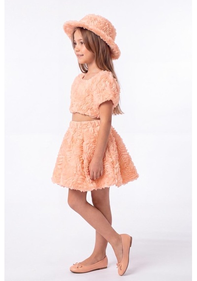 Mnk Baby & Kids Rosemu Kız Çocuk Şapkalı Takım M00819 Somon