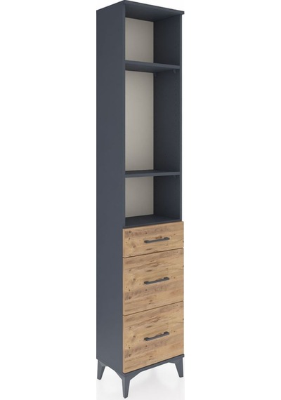 Arges Dolap 3 Raflı 3 Çekmeceli 44x30x221 Antrasit-çam Antrasit