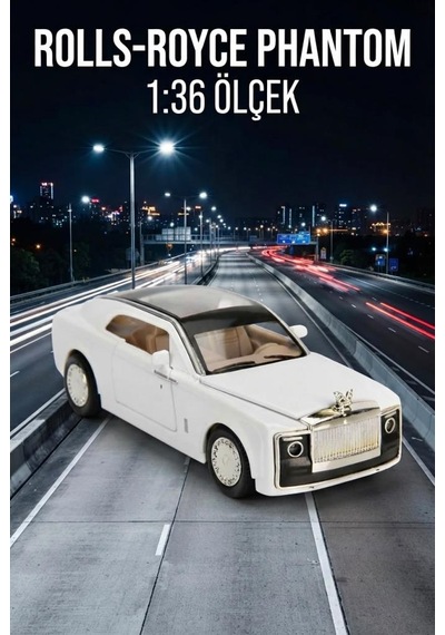 Rolls-royce Phantom 1:36 Ölçekli Metal Model Araba - Işıklı Ve Sesli Kapıları Açılan Araba Beyaz