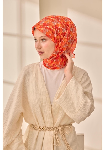 Silk Home Soft Eşarp 73092-13 Turuncu, Kiremit, Kırmızı, Vizon
