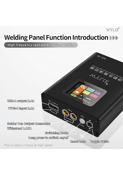 Wylıe Wl-958 Pil Punta Kaynak Makinesi Güç Ayarlı Şarjlı Taşınabilir Usb 5v/2.4a Renkli Ekran Pil Punta Makinesi 5000ma