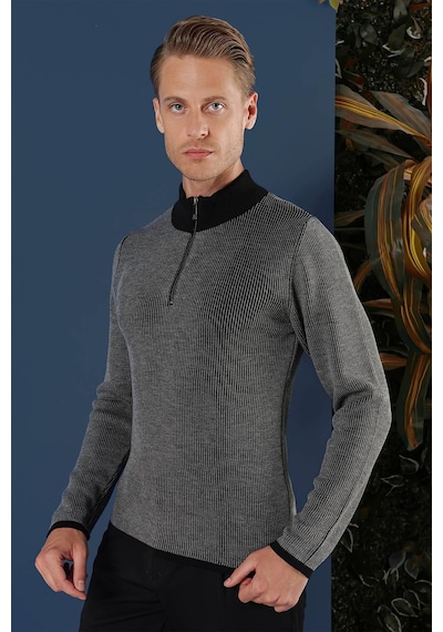 Efor Tr 859 Slim Fit Siyah Klasik Triko Siyah