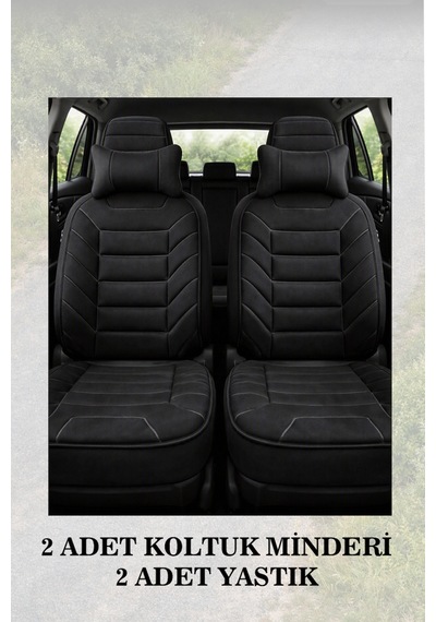 Renault Symbol 2008 Uyumlu Premium Siyah Renk Lüks 2 Adet Minder Ve Yastık