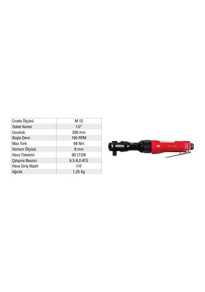 Gav OS-8256 1/2" Havalı Cırcır Motoru