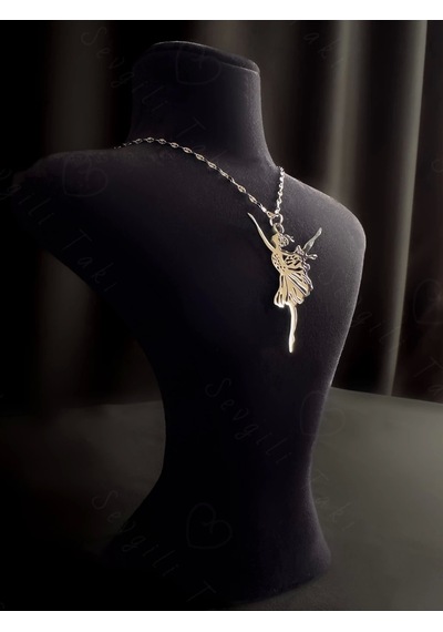 Balerin Charmlı Silver Çelik Kolye Sevgili Takı Koleksiyonu