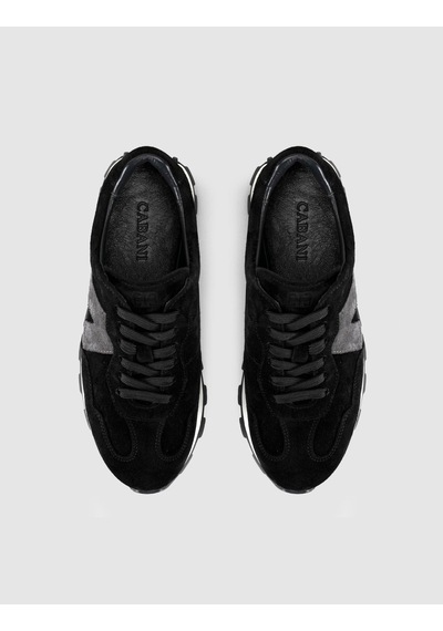 %100 Hakiki Süet Deri Siyah Bağıcıklı Kadın Sneaker Ayakkabı
