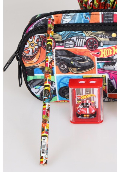 Yeni Sezon Lisanslı Hot Wheels Kalem Çantası,2 Adet Kurşun Kalem,silgi Ve Çift Bıçaklı Kalemtraş Kırtasiye Seti Altın