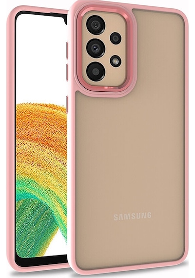 Kilifone - Galaxy A33 5g Uyumlu Kılıf Koruyucu Arkası Şeffaf Renkli Kenarlı Flora Kapak - Rose Gold - T22334