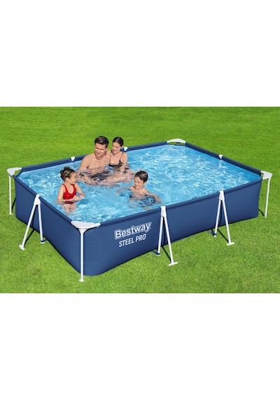 Bestway 56411 Steel Pro Dikdörtgen Yerüstü Prefabrik Havuz Seti 3,00 M X 2,01 M X 66