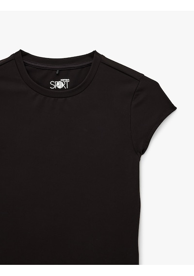 Koton Slim Fit Bisiklet Yaka Kısa Kollu Spor Tişört Siyah 6sak10141nk