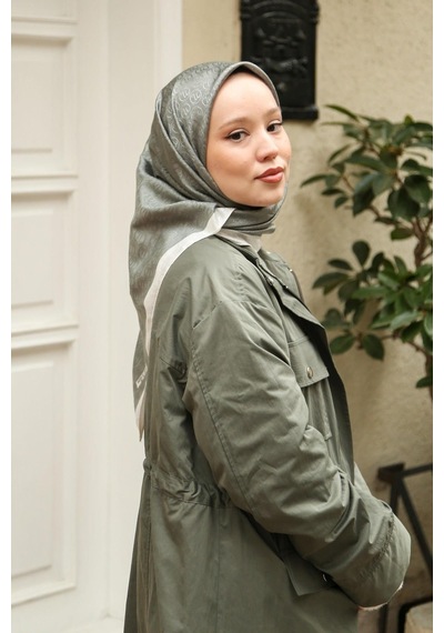 Eşarp - Premium Lux Original Monogram Eşarp İpek Vual, Yüksek Kalite, Hafif, Rahat, Şık, Scarf Yeşil