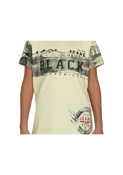 Toontoy Kids Toontoy Erkek Çocuk T-shirt Black Baskılı Sarı