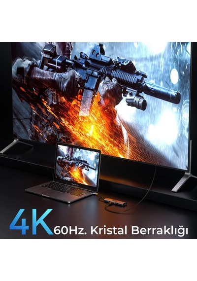 Bx10hb Pro 8in1 Usb C Hub 4k 60hz Hdcp Hdmı, 1gbps Rj45, 3x Usb 3.2, 100w Pd Port Macbook Uyumlu Dönüştürücü