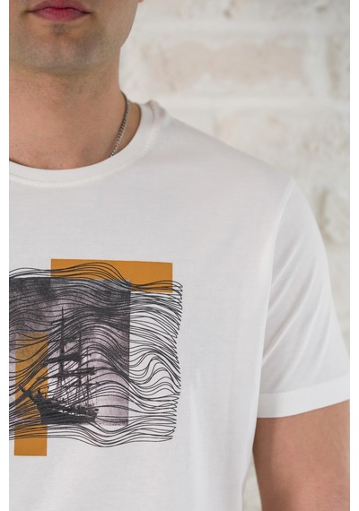 Regular Fit Pamuklu Baskı Detaylı Erkekyazlık T-shirt 001