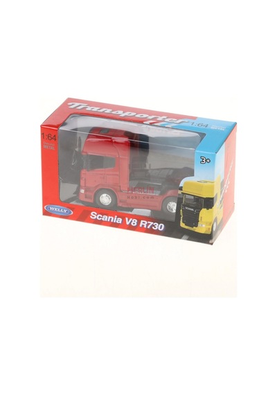 1/64 Ölçek Scania V8 R730 Tır Diecast Metal Model Tır Kırmızı Renk