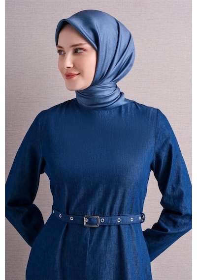 Armine İpek Eşarp 2027 Kış - 9601-81 Mavi Twill