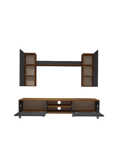 Decoraktiv Eko 7 Mdf Dvd Krom Ayaklı Tv Ünitesi Tv Sehpası Ceviz - Antrasit