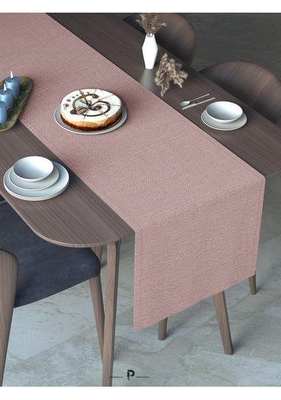 Br Perle Perle Home Keten Dokulu Runner Açık Pembe Renk Dekoratif Şık Runner Örtü