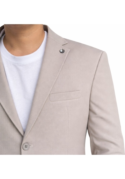 Erkek Slim Fit Mikro Dokulu Takım Elbise Çift Düğmeli Modern Kesim Gri
