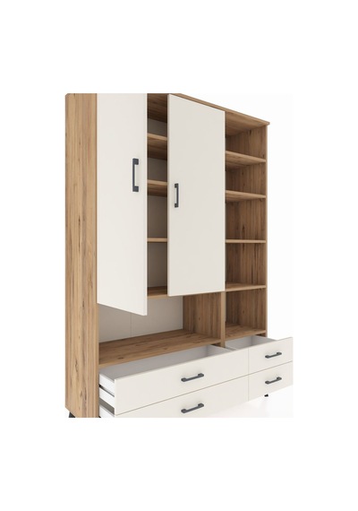 Hyperion Dolap 10 Raflı 4 Çekmeceli 2 Kapaklı 132x44x195 Çam-aytaşı/aytaşı Aytası/aytası