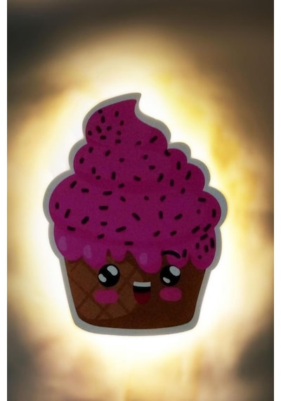 Çocuk Odası Bebek Odası Led Işıklı  Cupcake Baskılı Mdf Duvar Süsü