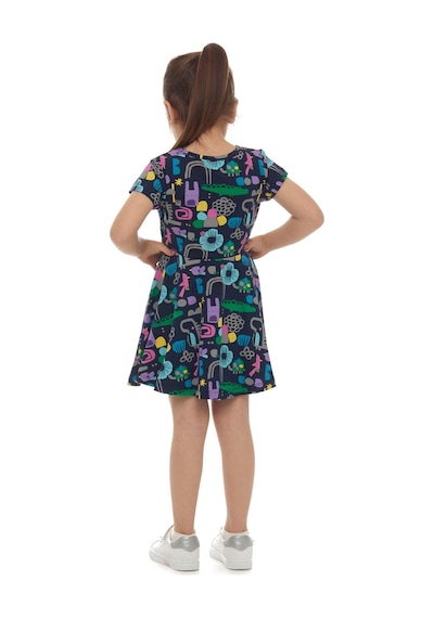 Lovetti Kız Çocuk Cutouts Animal Desen Kısa Kol Kloşe Etek Elbise 5910-92 Beyaz