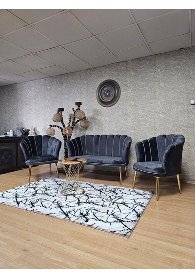 Zafir Papatya Çay Seti Koltuk Takımı Gold Sivriltme Ayak, Balkon, Salon, Ofis, Cafe Koltuk Takımı Füme