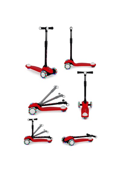 Scooter Yeni Pro 3tekerli Led Işıklı 3kademeli 50kğ Taşıma Kapasiteli 3+yaş Kırmızı