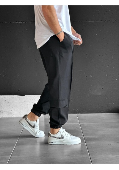 Cocopelli Diz Cep Detaylı C İmalı Jogger Pantolon Coc2368 Siyah