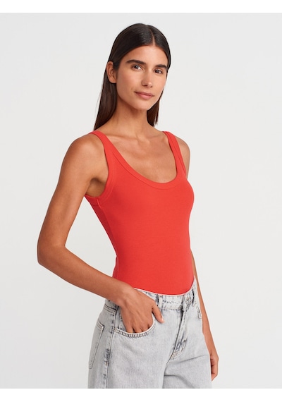 Dilvin 21053 Askılı Bodysuit-kırmızı Kırmızı