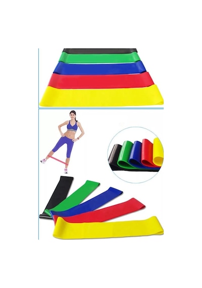 5'li Set Aerobik Band Latex Aerobik Bandı Pilates Yoga Lastiği