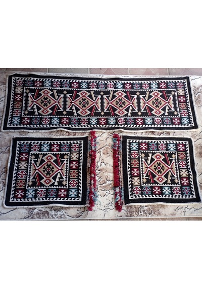 Parlak Dokuma Oto Koltuk Kilim Siyah