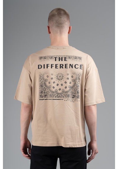 Maraton Sportswear Oversize Erkek Bisiklet Yaka Kısa Kol Basic Açık Vizon T-shirt 22694-açık Vizon