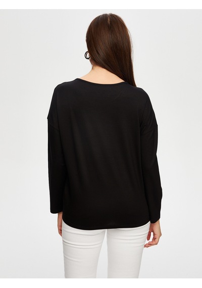 Yuvarlak Yaka Uzun Kol T-shirt B00019-1 B00019-110 Siyah