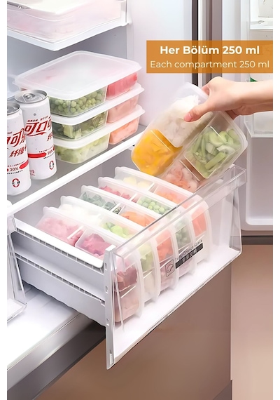 4 Bölmeli Buzdolabı Organizeri 1 Lt, Friz Düzenleyici Desenli