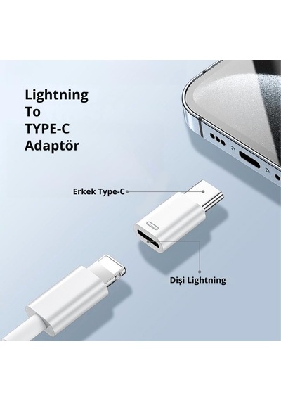 Daytona A-6004 Type-c To Lightning Şarj Data Çevirici Dönüştürücü Adaptör X 2 Adet