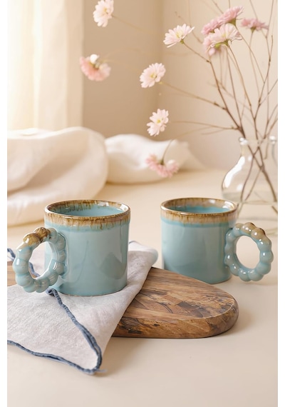 Lexroo Shizen Turkuaz İnci Kupa 8 Cm 2 Adet Q40