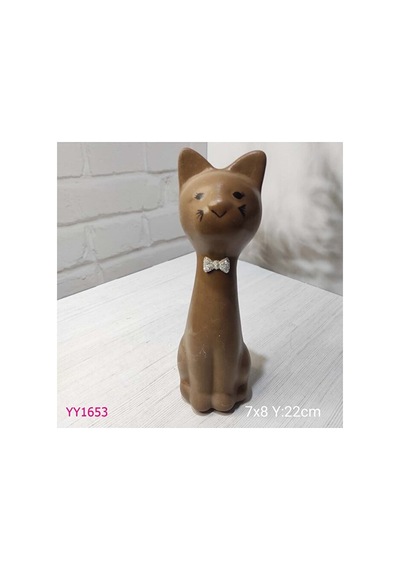Yy1653-uzun Kedi Seramik Fiyonklu Silikon Kalıp