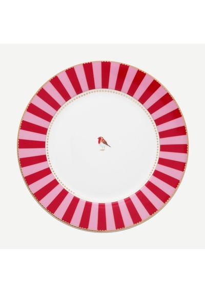 Kırmızı Pembe Porselen Yemek Tabağı 26,5 Cm