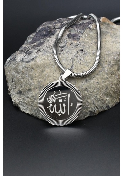 Allah Yazlı Kolye Paslanmaz Çelik Zincir 902294 Gümüş