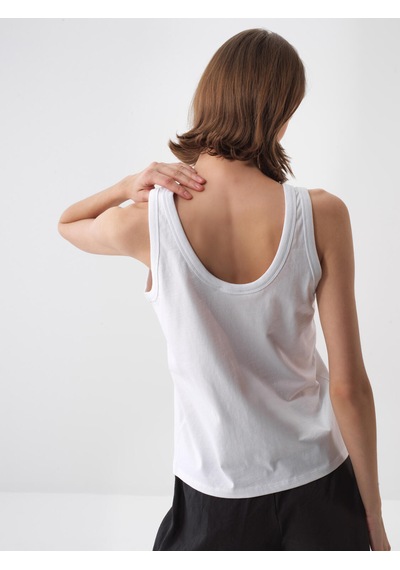 Xint Beyaz Pamuk Dokulu Regular Fit Atlet 602472