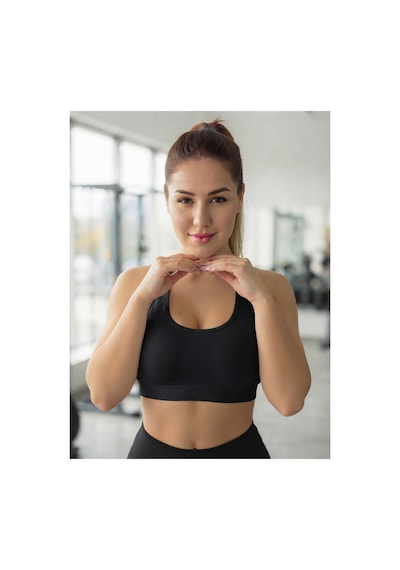 Mistirik Parina Model Sporcu Sütyeni Crop Kalın Askılı Model Spor Sütyeni Siyah Renk